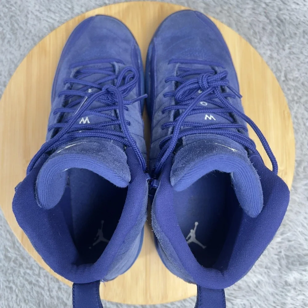 Jordan 12 Retro Shoes Youth 7Y Deep Royal Blue Suede Nike Basketball 153265-400